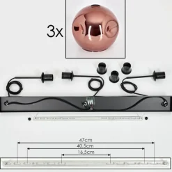 hofstein Ripoll Suspension Noir, 3 lumières