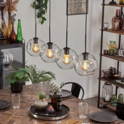 hofstein Ripoll Suspension Noir, 4 lumières