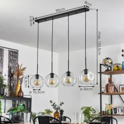 hofstein Ripoll Suspension Noir, 4 lumières