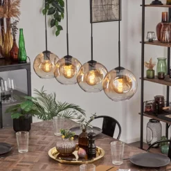 hofstein Ripoll Suspension Noir, 4 lumières