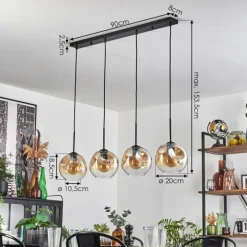 hofstein Ripoll Suspension Noir, 4 lumières