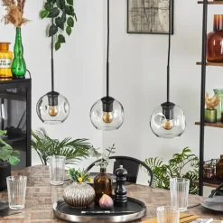 hofstein Ripoll Suspension Noir, 3 lumières