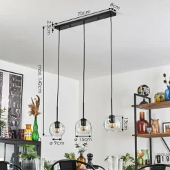 hofstein Ripoll Suspension Noir, 3 lumières