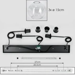 hofstein Ripoll Suspension Noir, 3 lumières