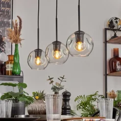 hofstein Ripoll Suspension Noir, 3 lumières