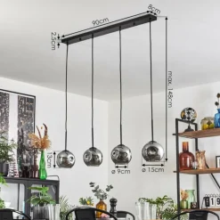 hofstein Ripoll Suspension Noir, 4 lumières