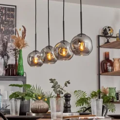 hofstein Ripoll Suspension Noir, 4 lumières