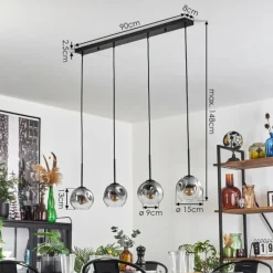 hofstein Ripoll Suspension Noir, 4 lumières