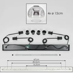 hofstein Ripoll Suspension Noir, 4 lumières