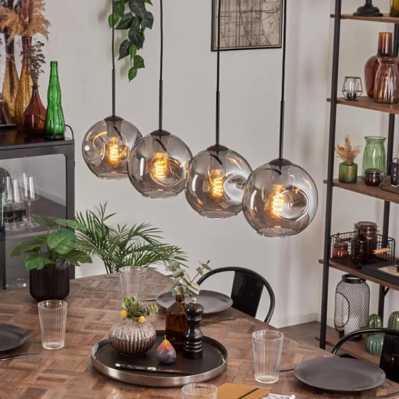 hofstein Ripoll Suspension Noir, 4 lumières