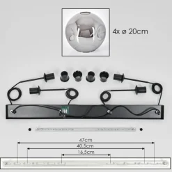 hofstein Ripoll Suspension Noir, 4 lumières