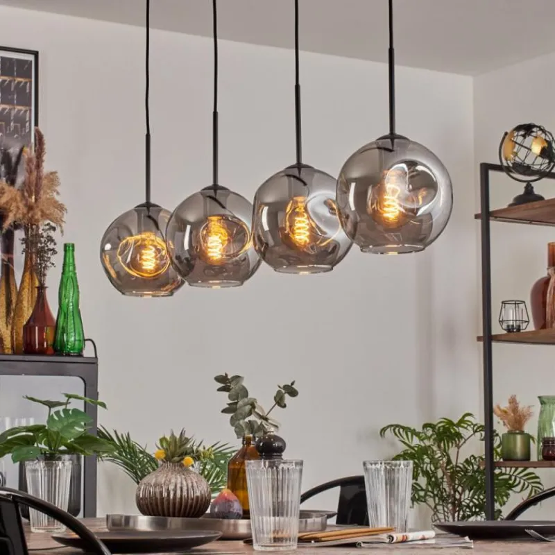 hofstein Ripoll Suspension Noir, 4 lumières