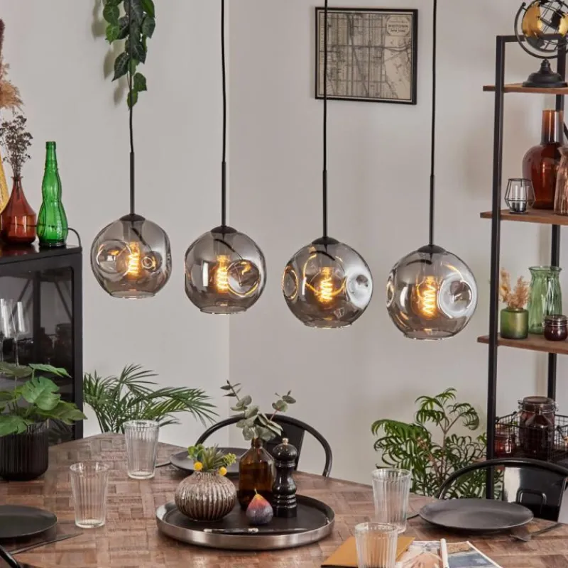 hofstein Ripoll Suspension Noir, 4 lumières