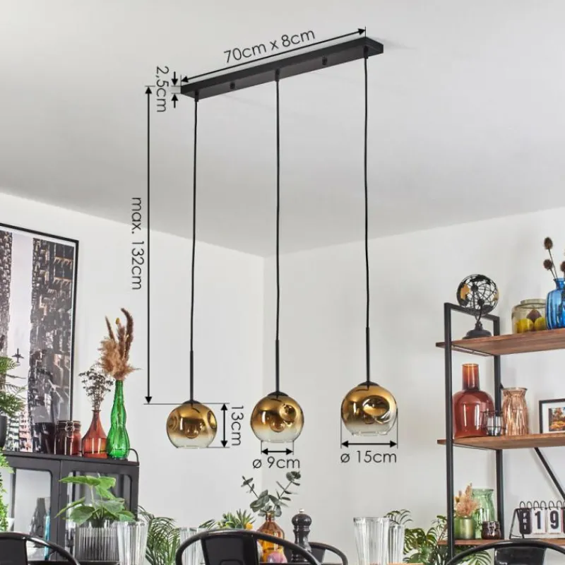 hofstein Ripoll Suspension Or, Clair, 3 lumières