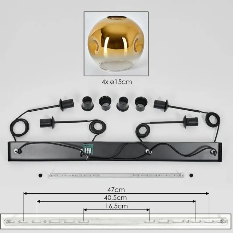 hofstein Ripoll Suspension Or, Clair, 4 lumières