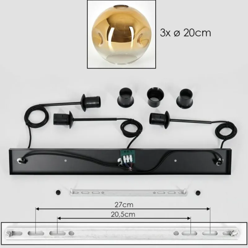 hofstein Ripoll Suspension Or, Clair, 3 lumières