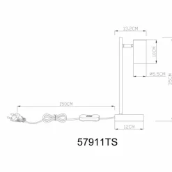 Luminaires Globo Lighting Robby Lampe à poser Chrome, Noir, 1 lumière* Lampes À Poser