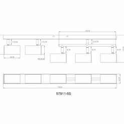 Luminaires Globo Lighting Robby Plafonnier, Spot de plafond, Applique murale, Spot mural Chrome, Noir, 5 lumières* Spots Et Projecteurs