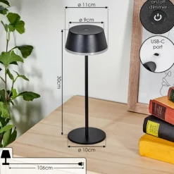 hofstein Romdrup Lampe de table d'extérieur, Lampe à poser LED Noir, 1 lumière