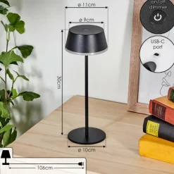 hofstein Romdrup Lampe de table d'extérieur, Lampe à poser LED Noir, 1 lumière