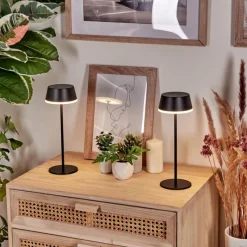 hofstein Romdrup Lampe de table d'extérieur, Lampe à poser LED Noir, 1 lumière