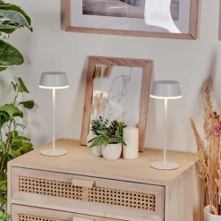 hofstein Romdrup Lampe de table d'extérieur, Lampe à poser LED Blanc, 1 lumière