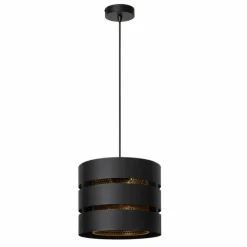 Lampes Dorées-Luminaires Lucide ROSAS Suspension Noir, 1 lumière
