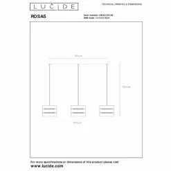 Lampes Dorées-Luminaires Lucide ROSAS Suspension Noir, 3 lumières