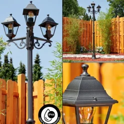 Luminaires Rustiques-hofstein Réverbère Murto Noir, 3 lumières