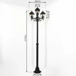 Luminaires Rustiques-hofstein Réverbère Murto Noir, 3 lumières