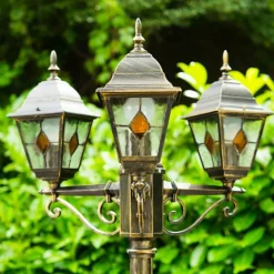 Luminaires Rustiques-hofstein Réverbère Antibes Brun doré, 3 lumières