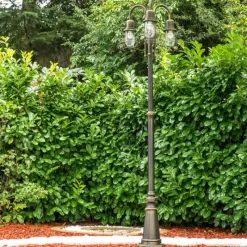 Lampes Dorées-hofstein Réverbère BORKAN Brun doré, 3 lumières