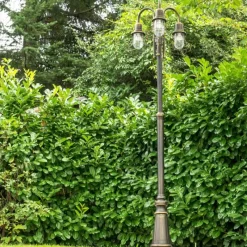 Lampes Dorées-hofstein Réverbère BORKAN Brun doré, 3 lumières