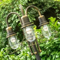 Lampes Dorées-hofstein Réverbère BORKAN Brun doré, 3 lumières