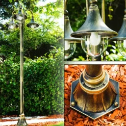 Luminaires Rustiques-hofstein Réverbère Elgin Brun doré, 3 lumières