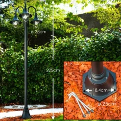 hofstein Réverbère Elgin Noir, 3 lumières