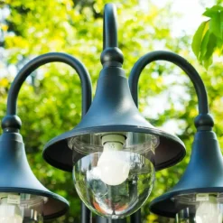 hofstein Réverbère Elgin Noir, 3 lumières