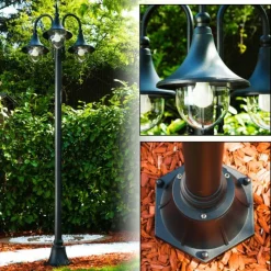 hofstein Réverbère Elgin Noir, 3 lumières