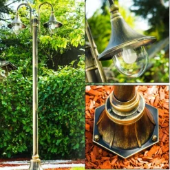 Luminaires Rustiques-hofstein Réverbère Elgin Noir doré, 2 lumières