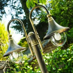 Luminaires Rustiques-hofstein Réverbère Elgin Noir doré, 2 lumières