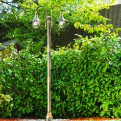 Luminaires Rustiques-hofstein Réverbère Elgin Noir doré, 2 lumières