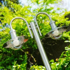 hofstein Réverbère Elima Acier inoxydable, 2 lumières