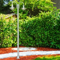 hofstein Réverbère Elima Acier inoxydable, 2 lumières