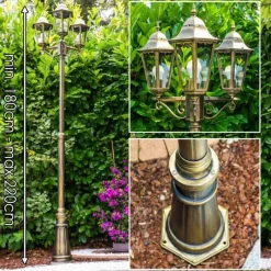 Luminaires Rustiques-hofstein Réverbère Hong Kong bronze Transparent, 3 lumières