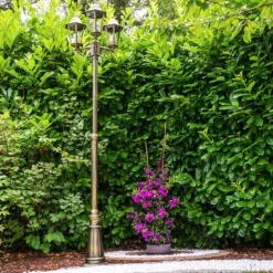 Luminaires Rustiques-hofstein Réverbère Hong Kong bronze Transparent, 3 lumières