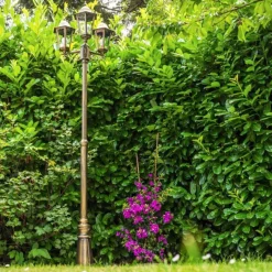 Luminaires Rustiques-hofstein Réverbère Hong Kong bronze Transparent, 3 lumières