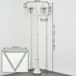 hofstein Réverbère Hongkong Blanc, 2 lumières