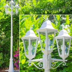 Luminaires Rustiques-hofstein Réverbère Hongkong Blanc, 3 lumières