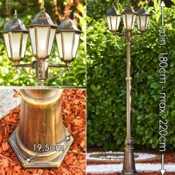 Luminaires Rustiques-hofstein Réverbère Hongkong Frost Brun doré, 3 lumières