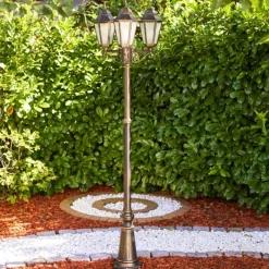 Luminaires Rustiques-hofstein Réverbère Hongkong Frost Brun doré, 3 lumières